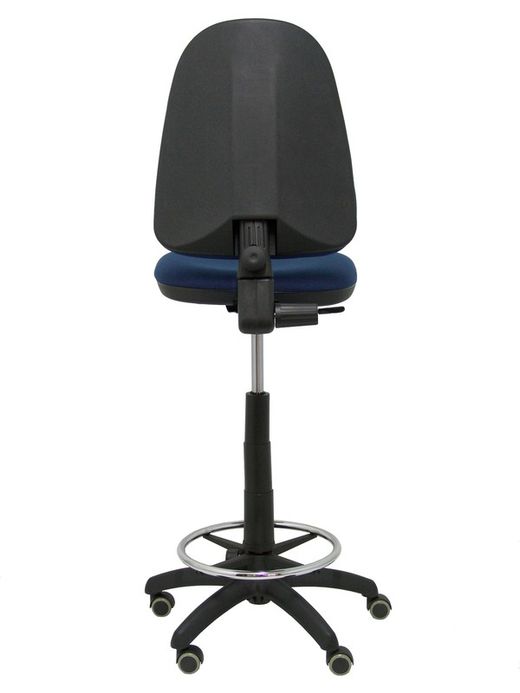 Modelo Ayna Taburete - Taburete ergonómico con mecanismo de contacto permanente, regulable en altura, aro reposapiés y ruedas de parqué - Asiento y respaldo tapizados en tejido BALI color azul marino