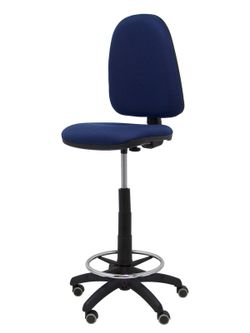 Modelo Ayna Taburete - Taburete ergonómico con mecanismo de contacto permanente, regulable en altura, aro reposapiés y ruedas de parqué - Asiento y respaldo tapizados en tejido BALI color azul marino