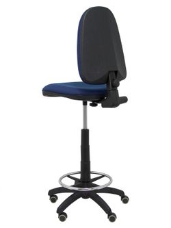Modelo Ayna Taburete - Taburete ergonómico con mecanismo de contacto permanente, regulable en altura, aro reposapiés y ruedas de parqué - Asiento y respaldo tapizados en tejido BALI color azul marino