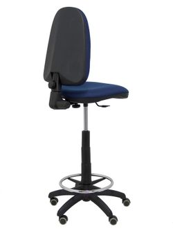 Modelo Ayna Taburete - Taburete ergonómico con mecanismo de contacto permanente, regulable en altura, aro reposapiés y ruedas de parqué - Asiento y respaldo tapizados en tejido BALI color azul marino