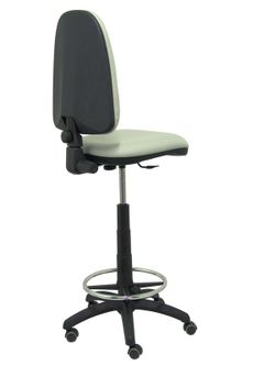 Modelo Ayna Taburete - Taburete ergonómico con mecanismo de contacto permanente, regulable en altura, aro reposapiés y ruedas de parqué - Asiento y respaldo tapizados en tejido BALI color gris