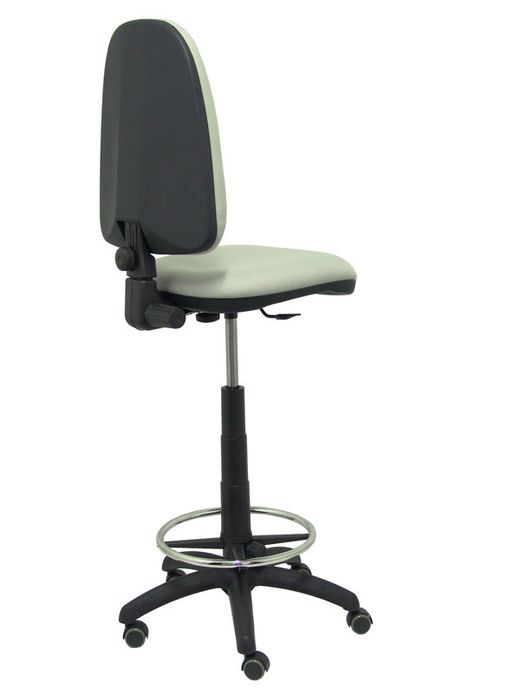 Modelo Ayna Taburete - Taburete ergonómico con mecanismo de contacto permanente, regulable en altura, aro reposapiés y ruedas de parqué - Asiento y respaldo tapizados en tejido BALI color gris