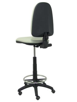 Modelo Ayna Taburete - Taburete ergonómico con mecanismo de contacto permanente, regulable en altura, aro reposapiés y ruedas de parqué - Asiento y respaldo tapizados en tejido BALI color gris