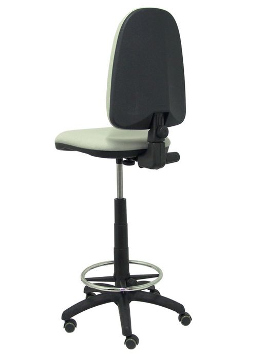 Modelo Ayna Taburete - Taburete ergonómico con mecanismo de contacto permanente, regulable en altura, aro reposapiés y ruedas de parqué - Asiento y respaldo tapizados en tejido BALI color gris