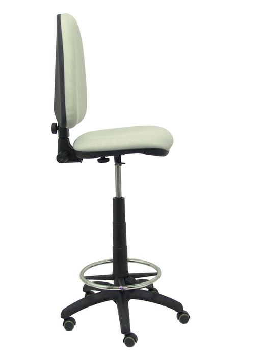 Modelo Ayna Taburete - Taburete ergonómico con mecanismo de contacto permanente, regulable en altura, aro reposapiés y ruedas de parqué - Asiento y respaldo tapizados en tejido BALI color gris