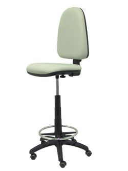 Modelo Ayna Taburete - Taburete ergonómico con mecanismo de contacto permanente, regulable en altura, aro reposapiés y ruedas de parqué - Asiento y respaldo tapizados en tejido BALI color gris