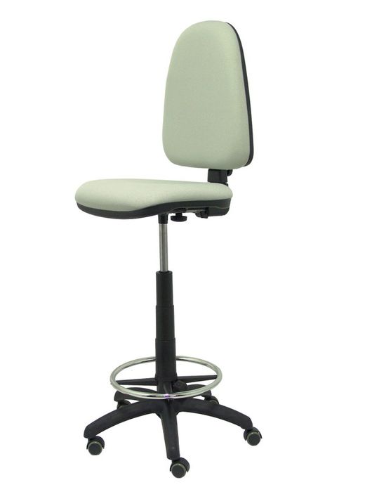 Modelo Ayna Taburete - Taburete ergonómico con mecanismo de contacto permanente, regulable en altura, aro reposapiés y ruedas de parqué - Asiento y respaldo tapizados en tejido BALI color gris