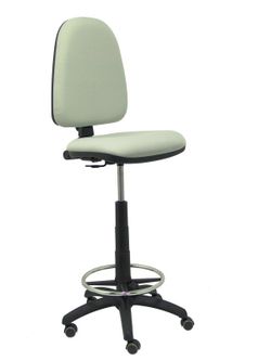 Modelo Ayna Taburete - Taburete ergonómico con mecanismo de contacto permanente, regulable en altura, aro reposapiés y ruedas de parqué - Asiento y respaldo tapizados en tejido BALI color gris