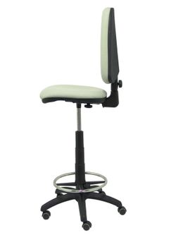 Modelo Ayna Taburete - Taburete ergonómico con mecanismo de contacto permanente, regulable en altura, aro reposapiés y ruedas de parqué - Asiento y respaldo tapizados en tejido BALI color gris