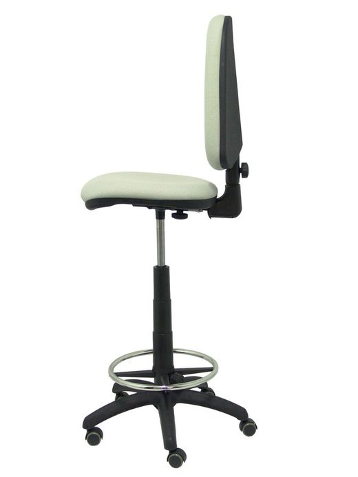 Modelo Ayna Taburete - Taburete ergonómico con mecanismo de contacto permanente, regulable en altura, aro reposapiés y ruedas de parqué - Asiento y respaldo tapizados en tejido BALI color gris