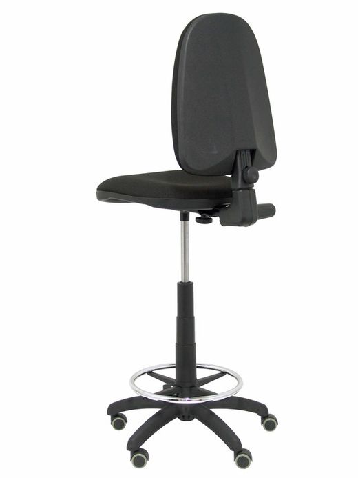 Modelo Ayna Taburete - Taburete ergonómico con mecanismo de contacto permanente, regulable en altura, aro reposapiés y ruedas de parqué - Asiento y respaldo tapizados en tejido BALI color negro