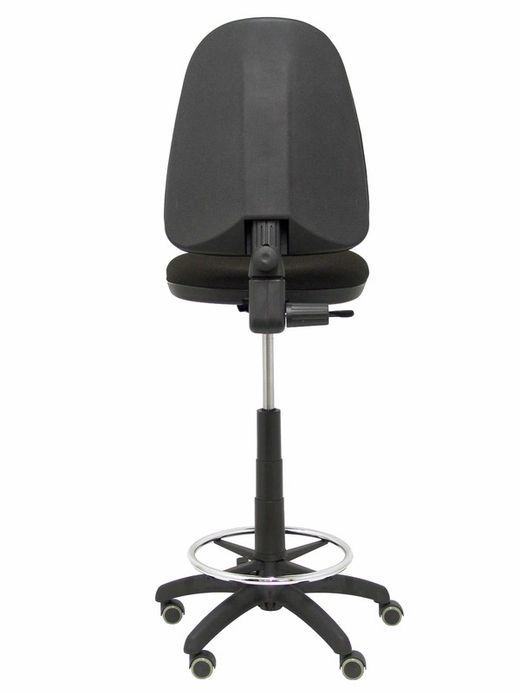 Modelo Ayna Taburete - Taburete ergonómico con mecanismo de contacto permanente, regulable en altura, aro reposapiés y ruedas de parqué - Asiento y respaldo tapizados en tejido BALI color negro