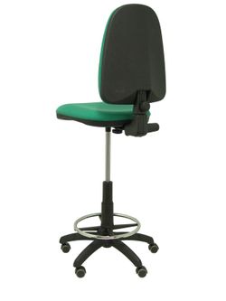 Modelo Ayna Taburete - Taburete ergonómico con mecanismo de contacto permanente, regulable en altura, aro reposapiés y ruedas de parqué - Asiento y respaldo tapizados en tejido BALI color verde esmeralda