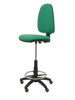 Modelo Ayna Taburete - Taburete ergonómico con mecanismo de contacto permanente, regulable en altura, aro reposapiés y ruedas de parqué - Asiento y respaldo tapizados en tejido BALI color verde esmeralda