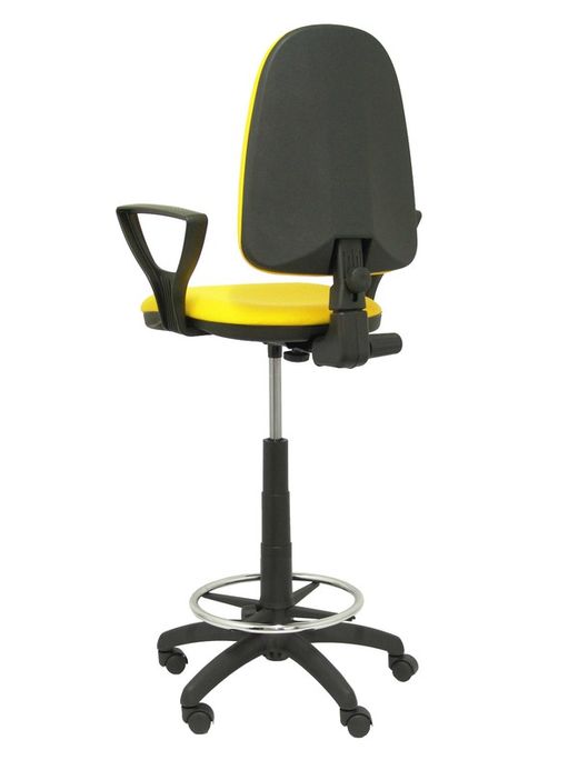 Modelo Ayna Taburete - Taburete ergonómico con mecanismo de contacto permanente, regulable en altura y aro reposapiés - Asiento y respaldo tapizados en tejido BALI color amarillo (BRAZOS FIJOS INCLUIDOS)