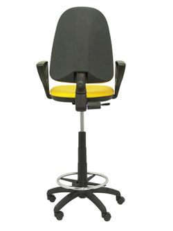 Modelo Ayna Taburete - Taburete ergonómico con mecanismo de contacto permanente, regulable en altura y aro reposapiés - Asiento y respaldo tapizados en tejido BALI color amarillo (BRAZOS FIJOS INCLUIDOS)