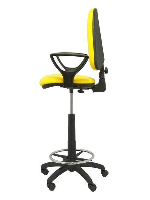 Modelo Ayna Taburete - Taburete ergonómico con mecanismo de contacto permanente, regulable en altura y aro reposapiés - Asiento y respaldo tapizados en tejido BALI color amarillo (BRAZOS FIJOS INCLUIDOS)