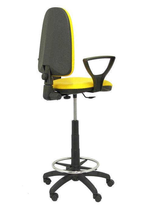 Modelo Ayna Taburete - Taburete ergonómico con mecanismo de contacto permanente, regulable en altura y aro reposapiés - Asiento y respaldo tapizados en tejido BALI color amarillo (BRAZOS FIJOS INCLUIDOS)