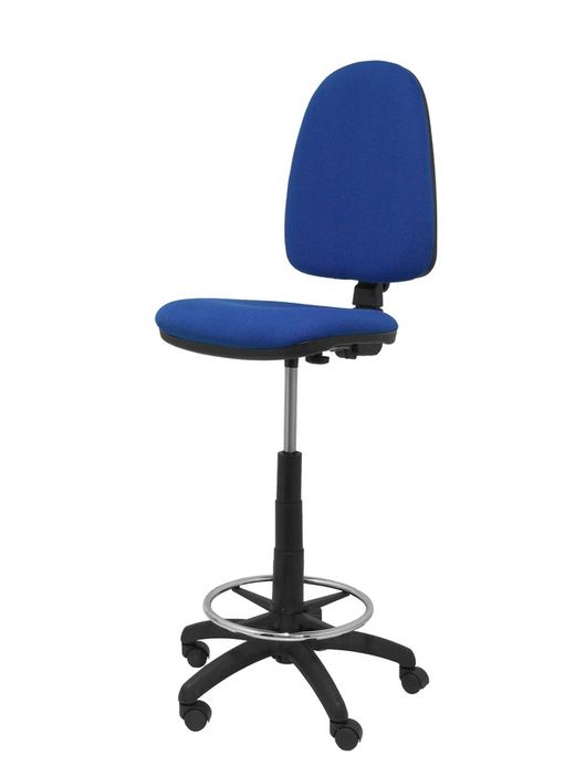 Modelo Ayna Taburete - Taburete ergonómico con mecanismo de contacto permanente, regulable en altura y aro reposapiés - Asiento y respaldo tapizados en tejido BALI color azul
