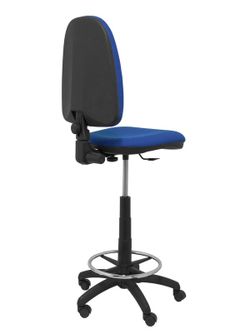 Modelo Ayna Taburete - Taburete ergonómico con mecanismo de contacto permanente, regulable en altura y aro reposapiés - Asiento y respaldo tapizados en tejido BALI color azul