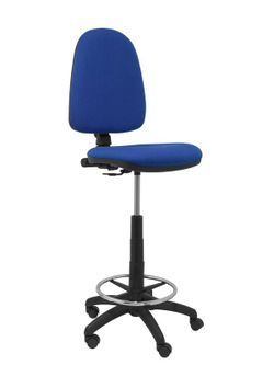 Modelo Ayna Taburete - Taburete ergonómico con mecanismo de contacto permanente, regulable en altura y aro reposapiés - Asiento y respaldo tapizados en tejido BALI color azul