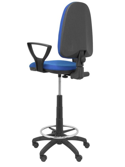 Modelo Ayna Taburete - Taburete ergonómico con mecanismo de contacto permanente, regulable en altura y aro reposapiés - Asiento y respaldo tapizados en tejido BALI color azul (BRAZOS FIJOS INCLUIDOS)