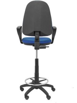 Modelo Ayna Taburete - Taburete ergonómico con mecanismo de contacto permanente, regulable en altura y aro reposapiés - Asiento y respaldo tapizados en tejido BALI color azul (BRAZOS FIJOS INCLUIDOS)