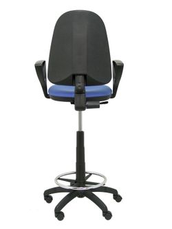 Modelo Ayna Taburete - Taburete ergonómico con mecanismo de contacto permanente, regulable en altura y aro reposapiés - Asiento y respaldo tapizados en tejido BALI color azul claro (BRAZOS FIJOS INCLUIDOS)