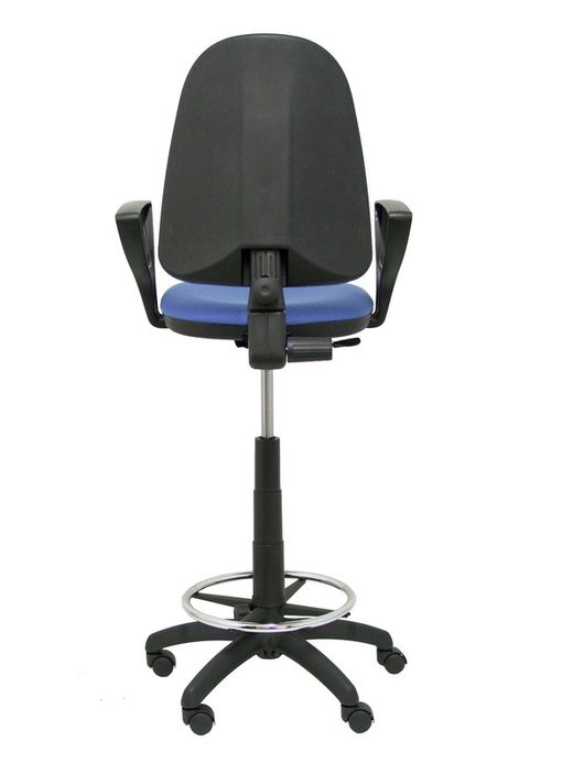 Modelo Ayna Taburete - Taburete ergonómico con mecanismo de contacto permanente, regulable en altura y aro reposapiés - Asiento y respaldo tapizados en tejido BALI color azul claro (BRAZOS FIJOS INCLUIDOS)