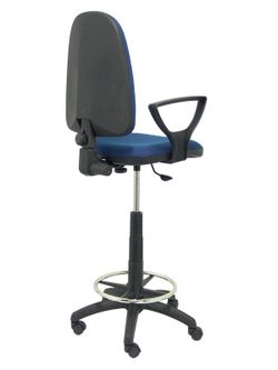 Modelo Ayna Taburete - Taburete ergonómico con mecanismo de contacto permanente, regulable en altura y aro reposapiés - Asiento y respaldo tapizados en tejido BALI color azul marino (BRAZOS FIJOS INCLUIDOS)