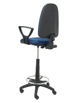 Modelo Ayna Taburete - Taburete ergonómico con mecanismo de contacto permanente, regulable en altura y aro reposapiés - Asiento y respaldo tapizados en tejido BALI color azul marino (BRAZOS FIJOS INCLUIDOS)