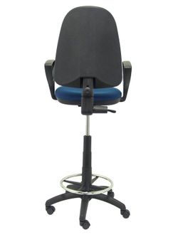 Modelo Ayna Taburete - Taburete ergonómico con mecanismo de contacto permanente, regulable en altura y aro reposapiés - Asiento y respaldo tapizados en tejido BALI color azul marino (BRAZOS FIJOS INCLUIDOS)