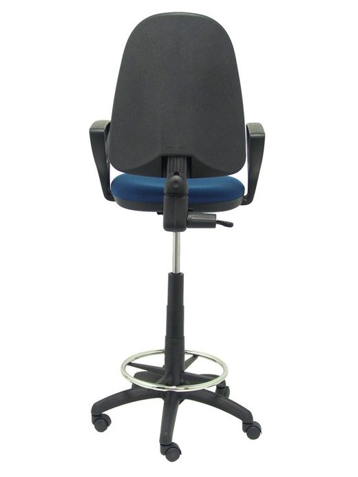 Modelo Ayna Taburete - Taburete ergonómico con mecanismo de contacto permanente, regulable en altura y aro reposapiés - Asiento y respaldo tapizados en tejido BALI color azul marino (BRAZOS FIJOS INCLUIDOS)