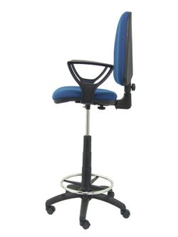 Modelo Ayna Taburete - Taburete ergonómico con mecanismo de contacto permanente, regulable en altura y aro reposapiés - Asiento y respaldo tapizados en tejido BALI color azul marino (BRAZOS FIJOS INCLUIDOS)
