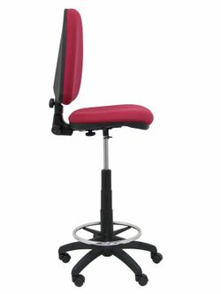 Modelo Ayna Taburete - Taburete ergonómico con mecanismo de contacto permanente, regulable en altura y aro reposapiés - Asiento y respaldo tapizados en tejido BALI color granate