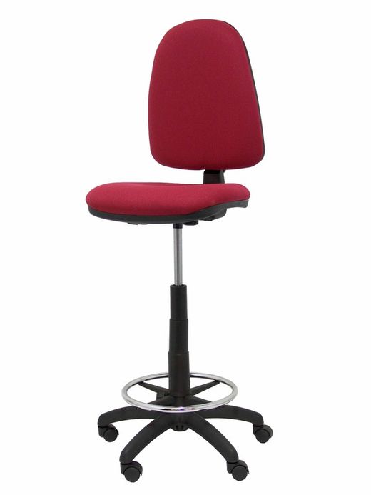 Modelo Ayna Taburete - Taburete ergonómico con mecanismo de contacto permanente, regulable en altura y aro reposapiés - Asiento y respaldo tapizados en tejido BALI color granate