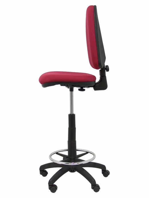 Modelo Ayna Taburete - Taburete ergonómico con mecanismo de contacto permanente, regulable en altura y aro reposapiés - Asiento y respaldo tapizados en tejido BALI color granate