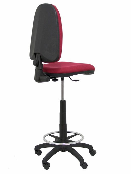 Modelo Ayna Taburete - Taburete ergonómico con mecanismo de contacto permanente, regulable en altura y aro reposapiés - Asiento y respaldo tapizados en tejido BALI color granate