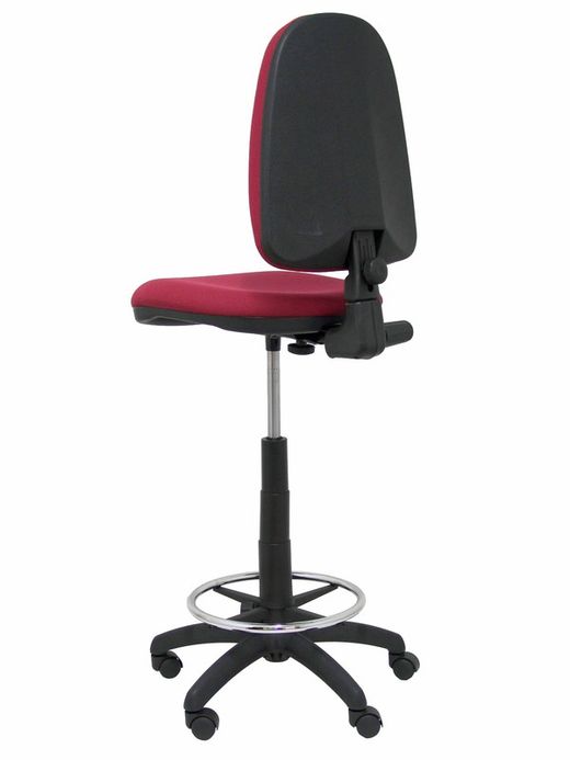 Modelo Ayna Taburete - Taburete ergonómico con mecanismo de contacto permanente, regulable en altura y aro reposapiés - Asiento y respaldo tapizados en tejido BALI color granate