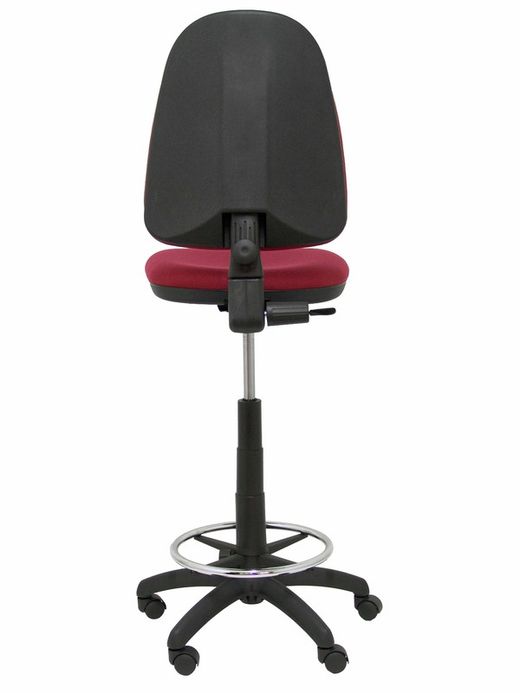 Modelo Ayna Taburete - Taburete ergonómico con mecanismo de contacto permanente, regulable en altura y aro reposapiés - Asiento y respaldo tapizados en tejido BALI color granate