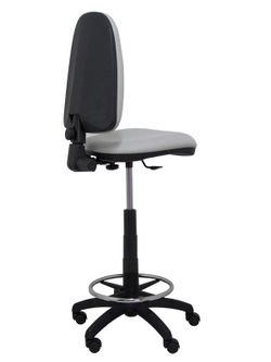 Modelo Ayna Taburete - Taburete ergonómico con mecanismo de contacto permanente, regulable en altura y aro reposapiés - Asiento y respaldo tapizados en tejido BALI color gris