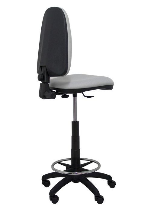 Modelo Ayna Taburete - Taburete ergonómico con mecanismo de contacto permanente, regulable en altura y aro reposapiés - Asiento y respaldo tapizados en tejido BALI color gris
