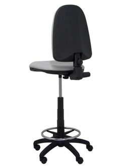 Modelo Ayna Taburete - Taburete ergonómico con mecanismo de contacto permanente, regulable en altura y aro reposapiés - Asiento y respaldo tapizados en tejido BALI color gris