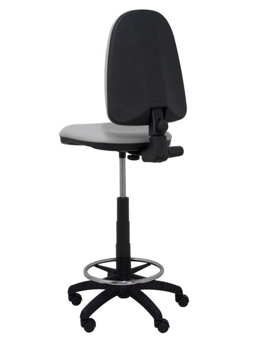 Modelo Ayna Taburete - Taburete ergonómico con mecanismo de contacto permanente, regulable en altura y aro reposapiés - Asiento y respaldo tapizados en tejido BALI color gris