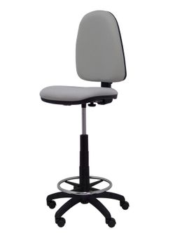 Modelo Ayna Taburete - Taburete ergonómico con mecanismo de contacto permanente, regulable en altura y aro reposapiés - Asiento y respaldo tapizados en tejido BALI color gris