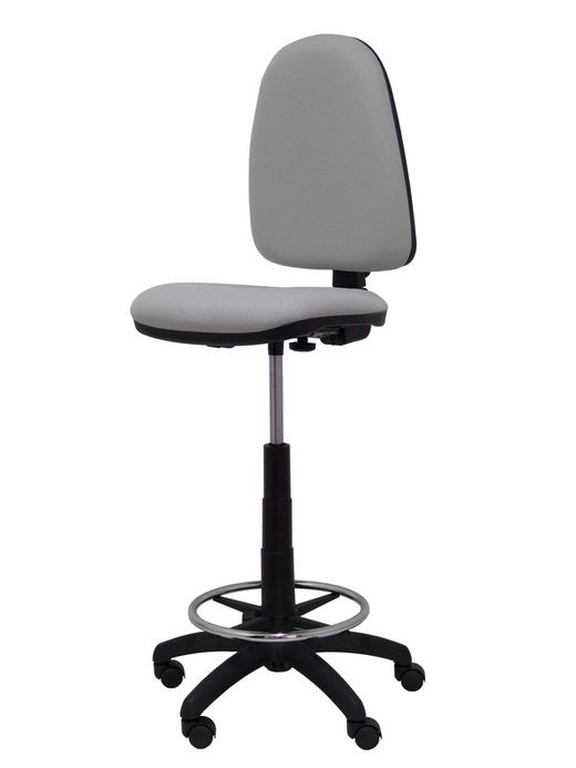 Modelo Ayna Taburete - Taburete ergonómico con mecanismo de contacto permanente, regulable en altura y aro reposapiés - Asiento y respaldo tapizados en tejido BALI color gris