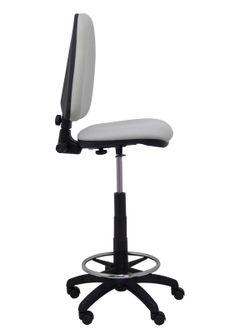 Modelo Ayna Taburete - Taburete ergonómico con mecanismo de contacto permanente, regulable en altura y aro reposapiés - Asiento y respaldo tapizados en tejido BALI color gris