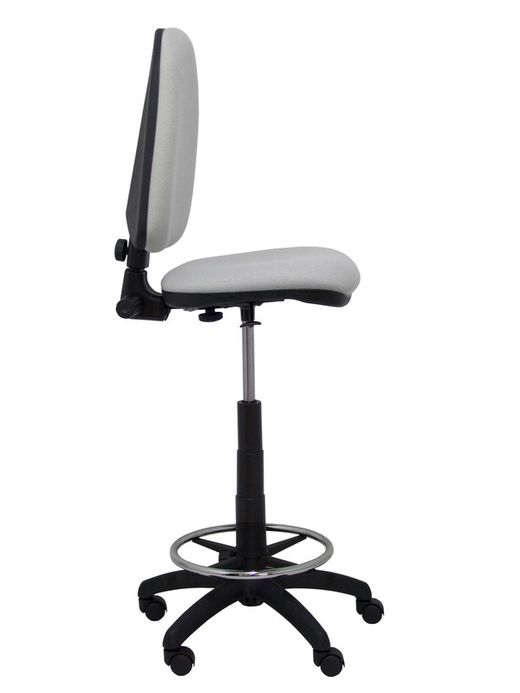 Modelo Ayna Taburete - Taburete ergonómico con mecanismo de contacto permanente, regulable en altura y aro reposapiés - Asiento y respaldo tapizados en tejido BALI color gris