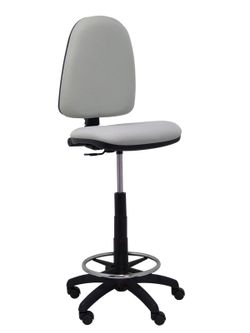 Modelo Ayna Taburete - Taburete ergonómico con mecanismo de contacto permanente, regulable en altura y aro reposapiés - Asiento y respaldo tapizados en tejido BALI color gris