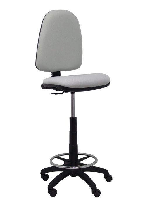 Modelo Ayna Taburete - Taburete ergonómico con mecanismo de contacto permanente, regulable en altura y aro reposapiés - Asiento y respaldo tapizados en tejido BALI color gris